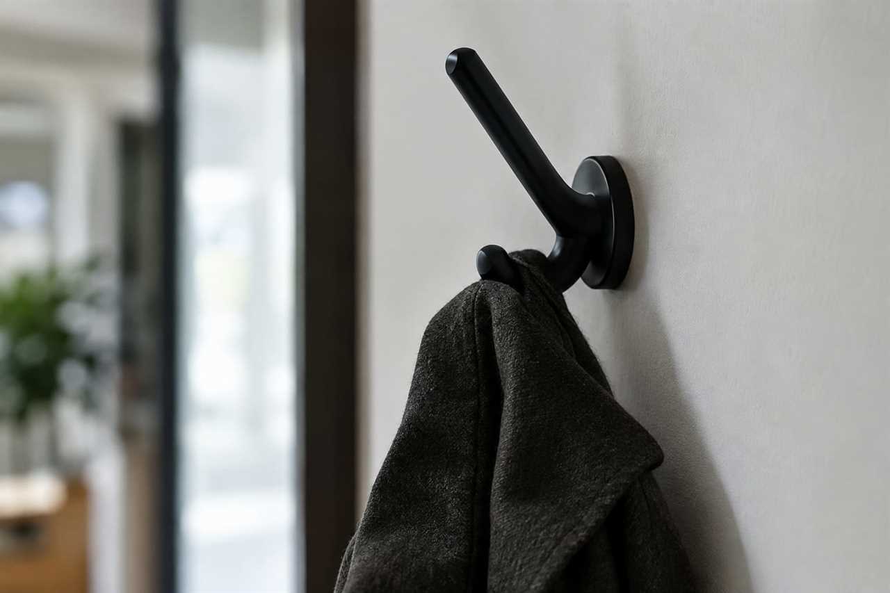 Metal hook mounted on wall without drilling