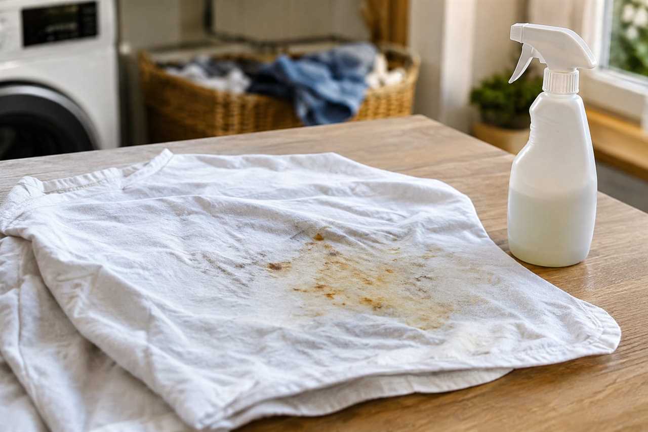 Testing stain remover on white cotton fabric