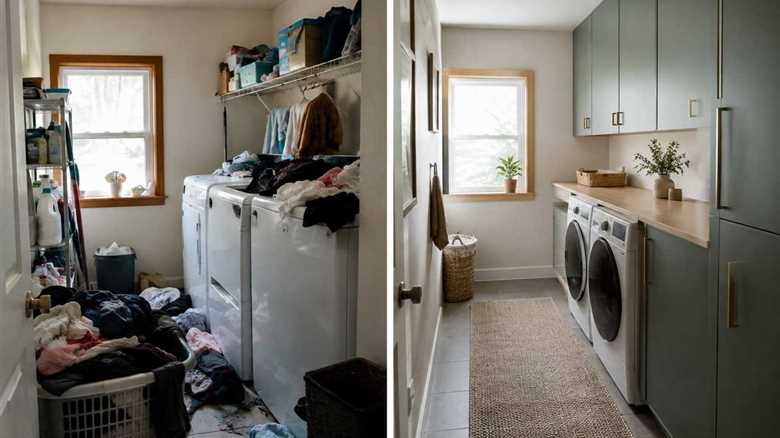 This Messy Laundry Room Got a Total Glow-Up With IKEA Cabinets