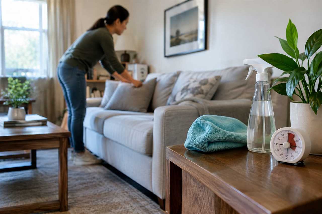 A 30-minute timer set during a quick room clean