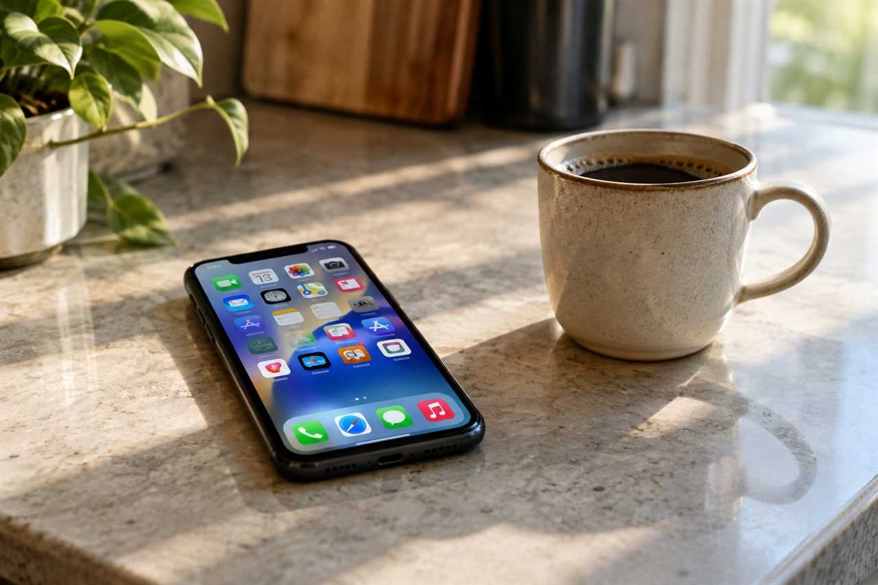Smartphone on counter ready for morning automation
